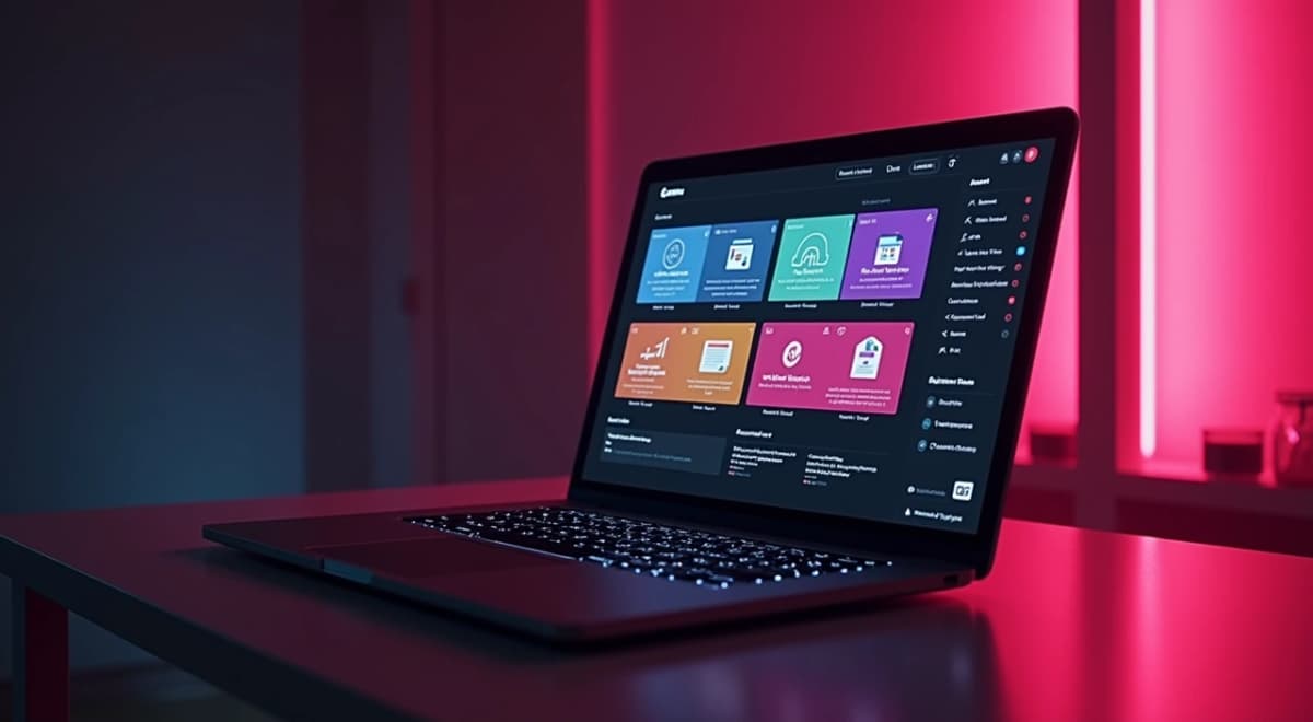 Tela do Gamma app aberta no navegador mostrando uma apresentação de proposta comercial com múltiplos slides coloridos, painel de edição lateral com opções de te