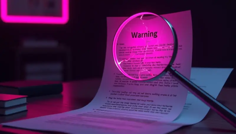 Legenda de post com erros de copywriting sendo destacados e corrigidos em uma interface digital