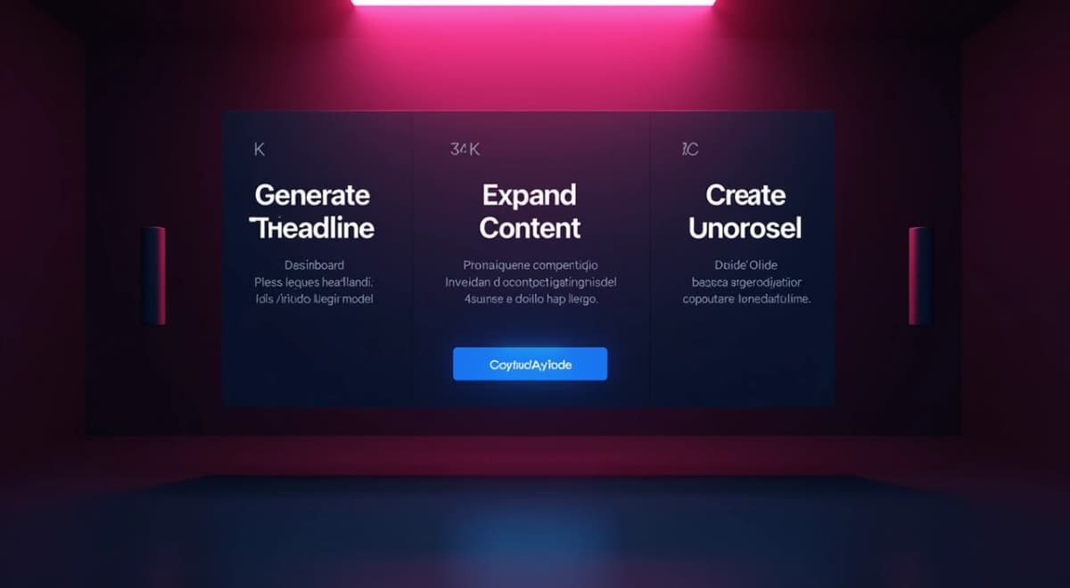 Interface do LinkedIn mostrando painel de IA generativa com abas: Gerar Headline, Expandir Conteúdo, Criar Carrossel, cada aba com exemplos de outputs em portug