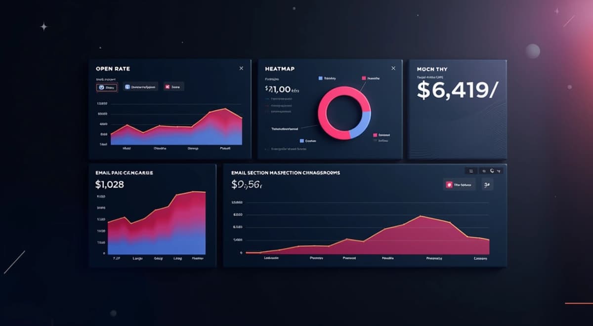 Painel de analytics de Newsletter do LinkedIn mostrando gráficos de taxa de abertura, engagement por seção do email, mapa de calor indicando quais parágrafos fo