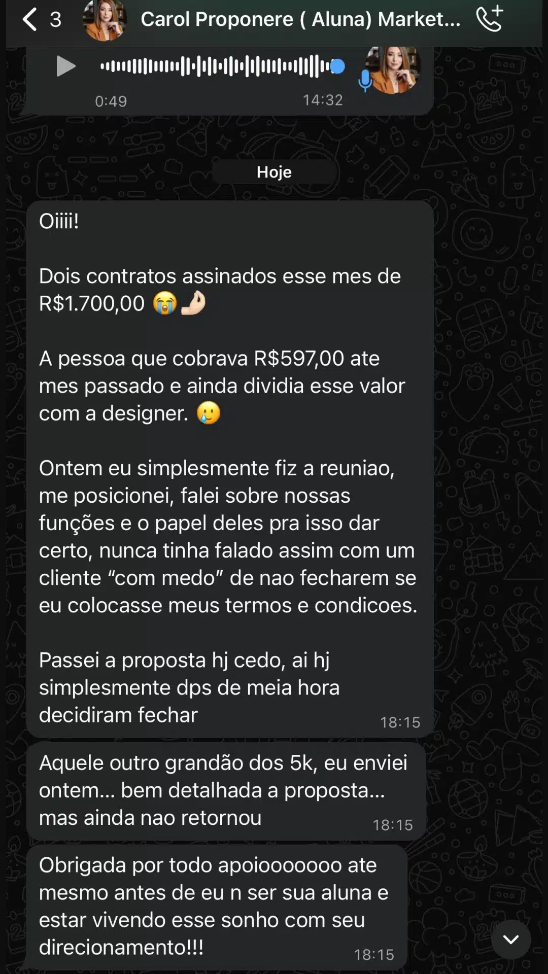 Resultado prático aluno SMAM - curso social media Jamile Fernandes