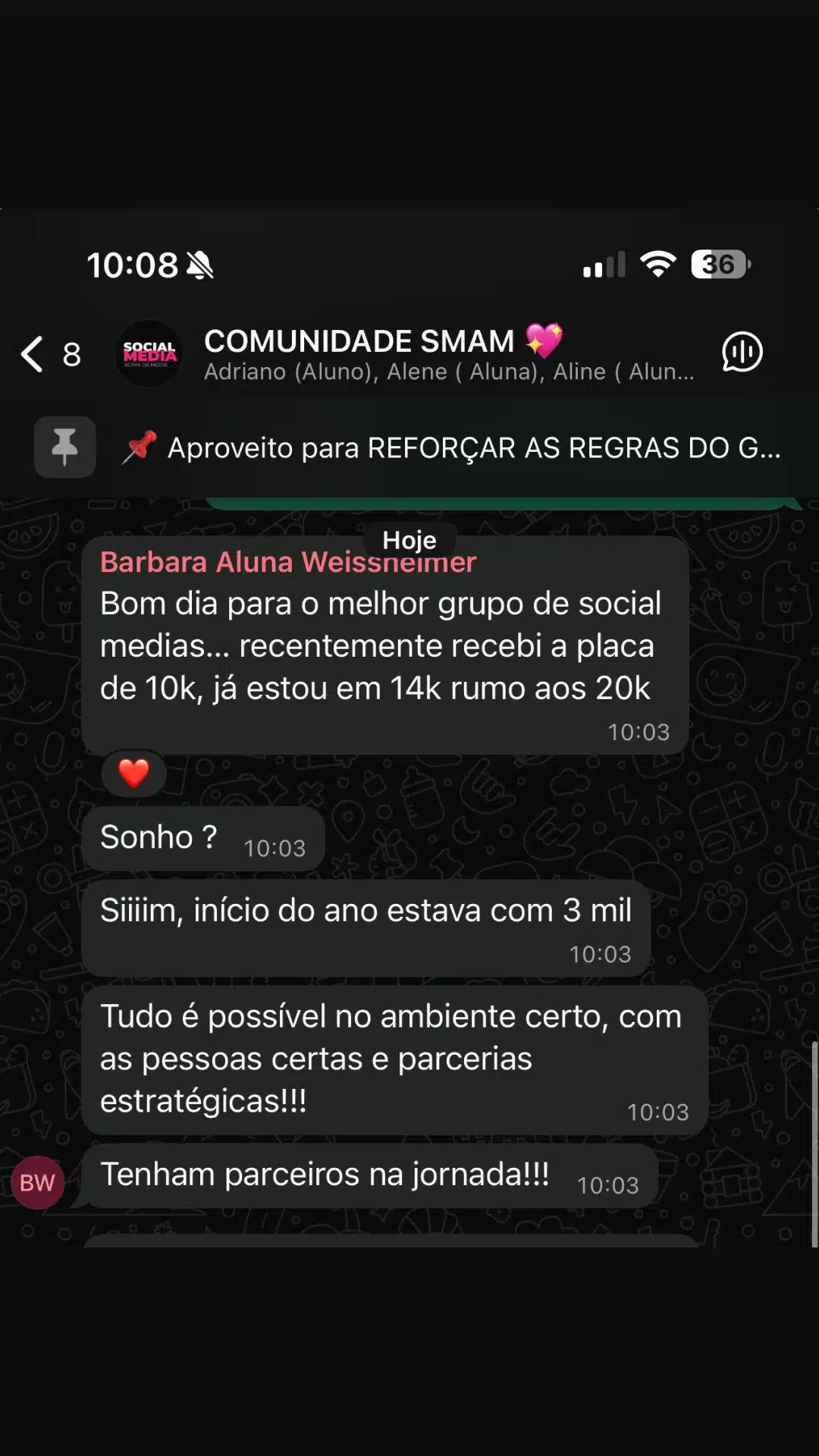Feedback de aluna do curso social media SMAM de Jamile Fernandes