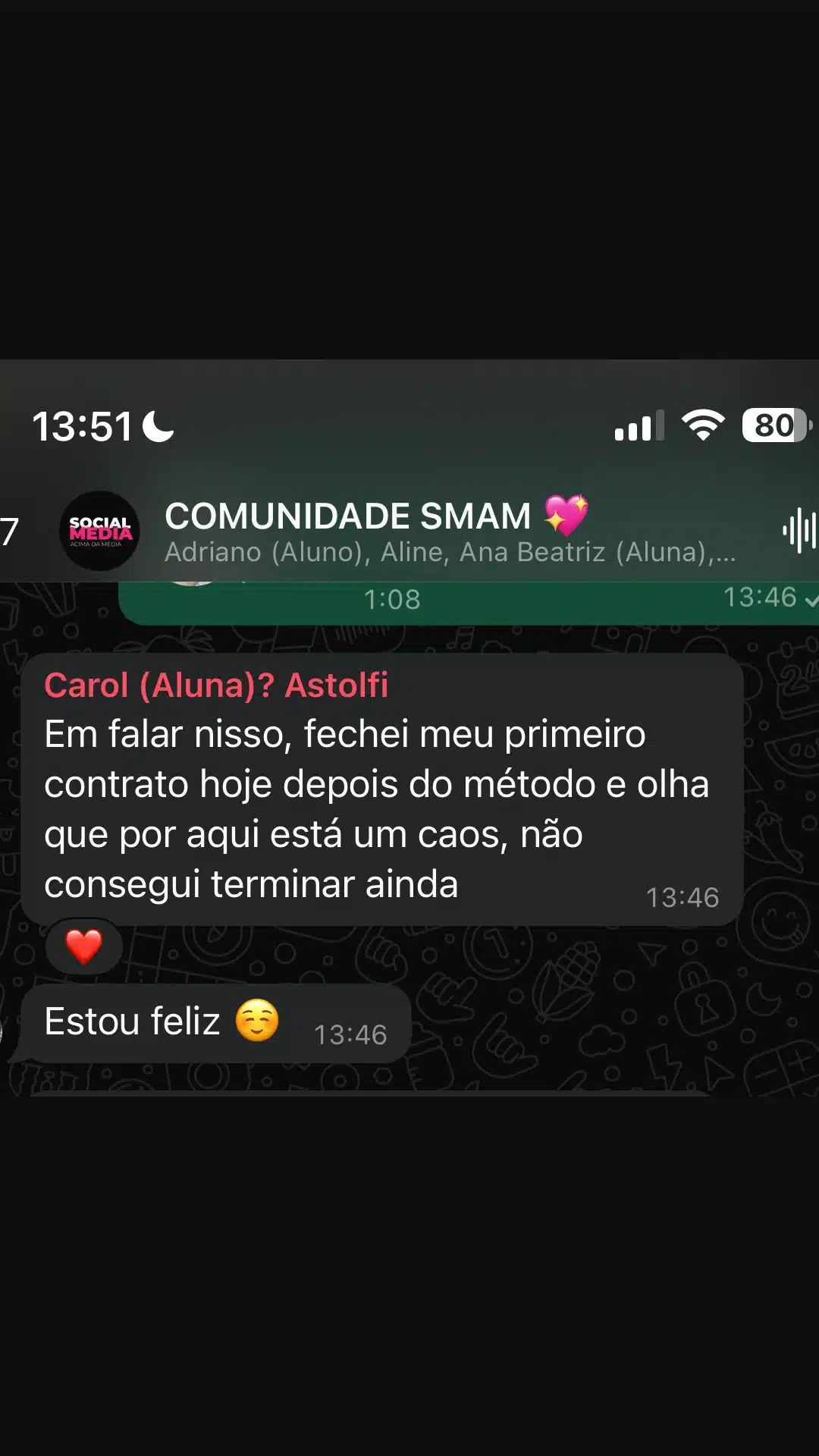 Depoimento curso social media SMAM - posicionamento profissional